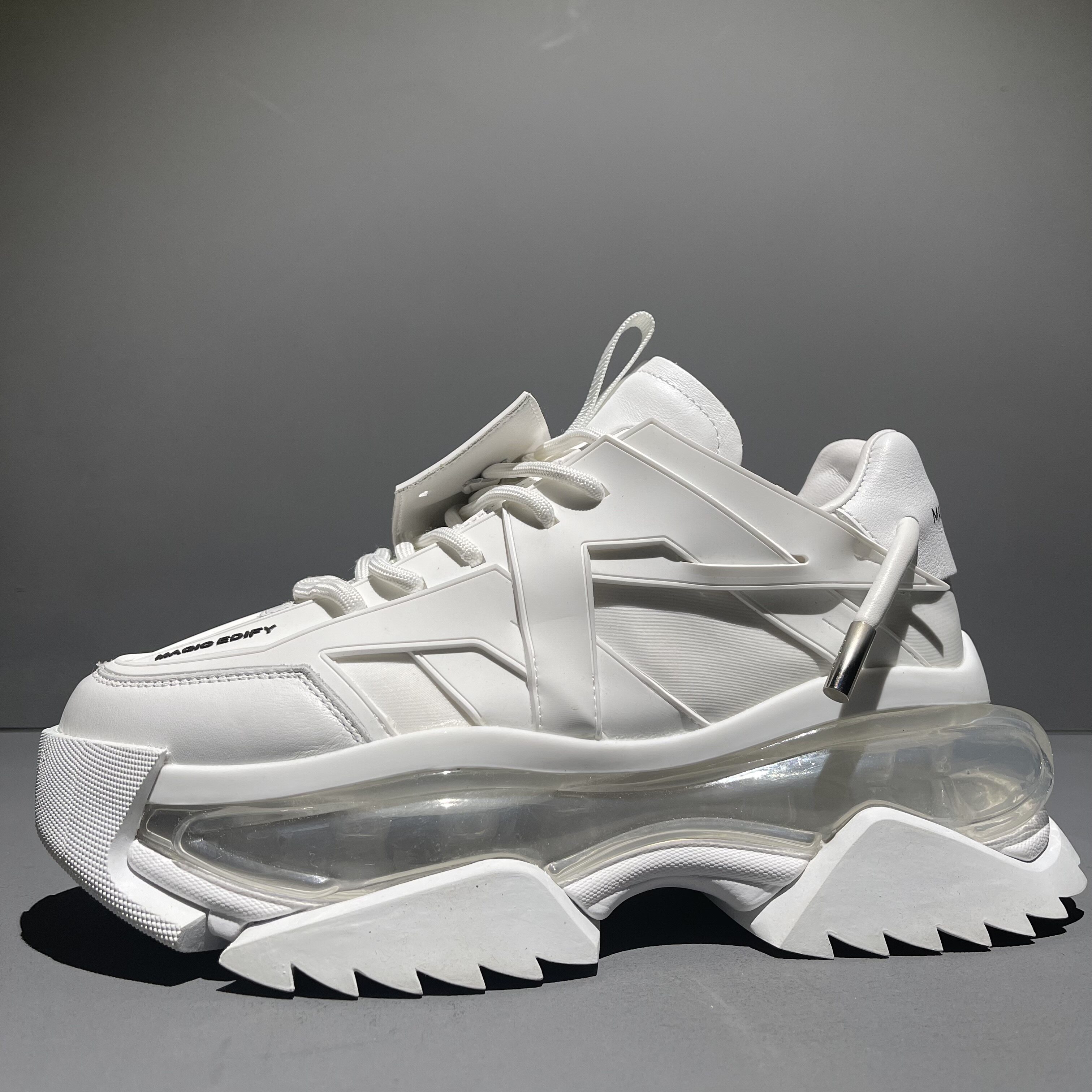 Tide brand niche personality thick-soled air cushion heightened dad shoes men's ins super hot tide shoes leather sports casual white shoes