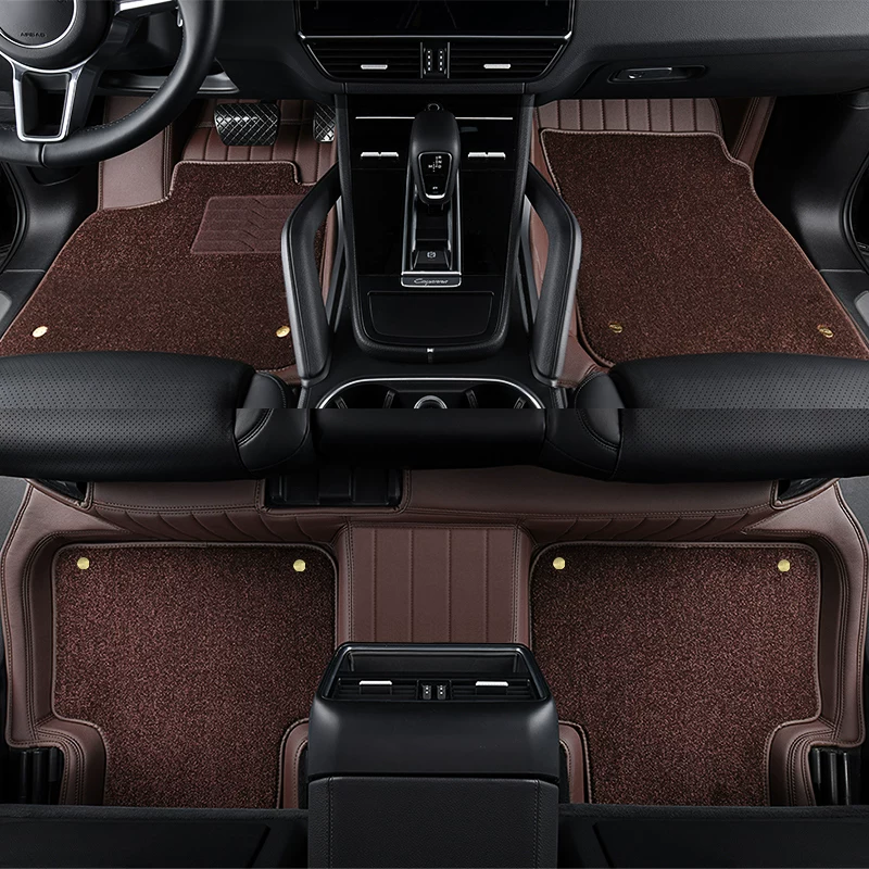 Площадь пола из кожи для автомобиля, полностью обрамляющее коврики Porsche Cayenne coupe911 Panamera macan718