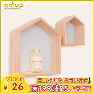 Children's room decoration ins Wind small house shelf home wall decoration storage shelf creative decoration wooden bookshelf