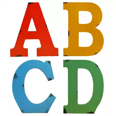 Ornaments English 26 home photography props Bar Cafe decorations vintage old creative wooden letters