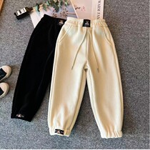 girls' autumn winter pants fleece thickened children's long pants corduroy casual loose turnip pants winter mid-large children