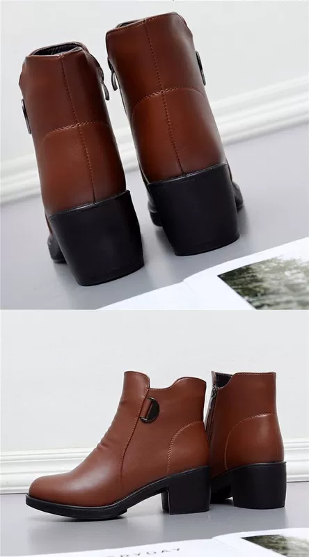 Giày mẹ mùa đông Giày cotton Giày cao cổ nữ Giày cao cổ nữ cộng với nhung ấm chống trượt boot cao cổ nữ