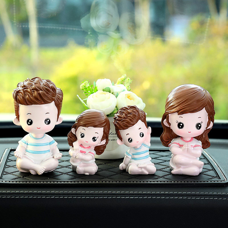 Car Interior Decorations, Car Center Console, Creative Car Internet Celebrity Stylish, Cute and Happy Family Car Supplies