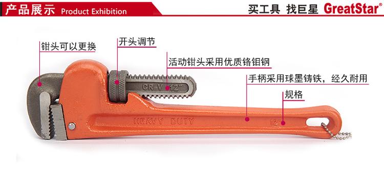 Steel Shield Replaceable Pliers Head Heavy Pipe Pliers Plumbing Pliers Piping Tool S104006-S104048