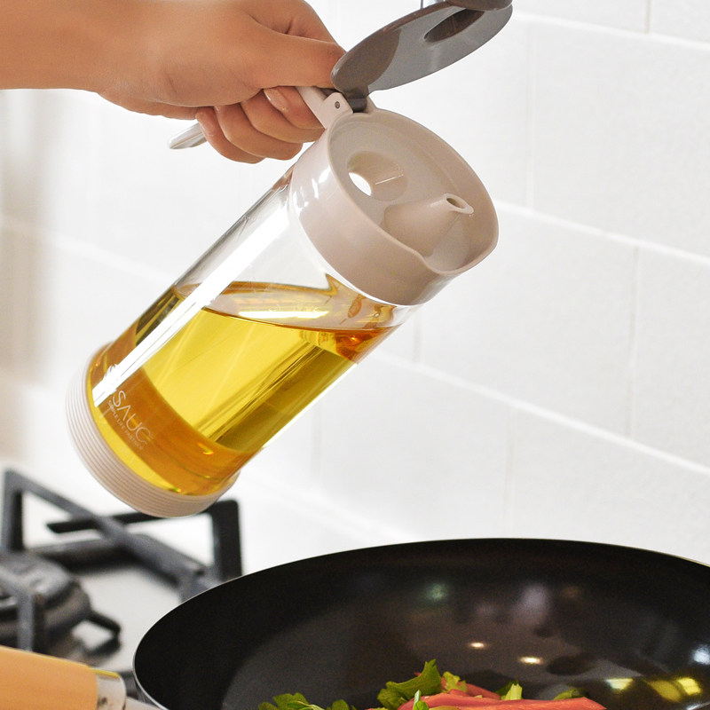 Imported kitchen anti-leakage household glass oil pot soy sauce bottle vinegar bottle oil pot with handle scale non-slip