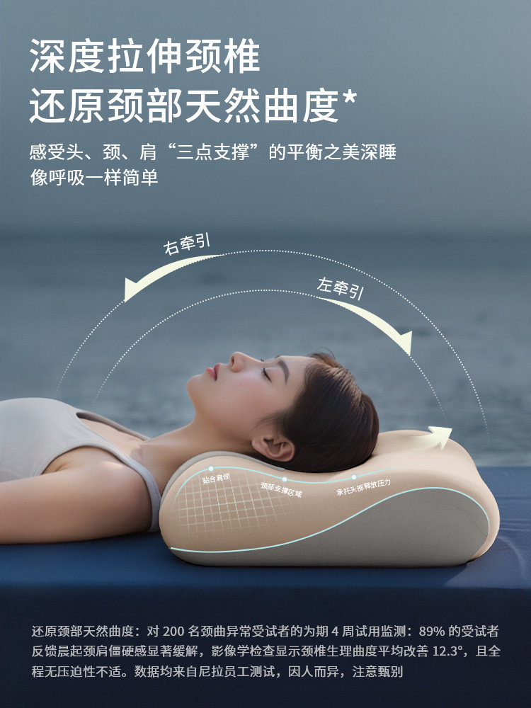 Nila Cervical Spine Support Sleep Pillow for Adults, a Pair of Anti-Arch Traction Slow Rebound Non-Collapse High and Low Sleeping Pillows