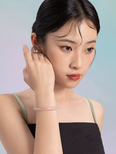 Zhou Liufu Pink Chalcedony браслет круглой браслет Dingdang Новый китайский стиль в китайском стиле подарок для подруги
