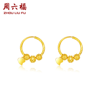 Zhou Liufu gold earrings womens football gold ball earrings womens price earrings earrings to send mother official