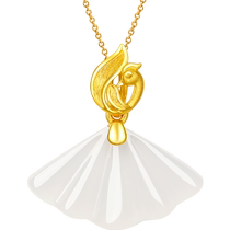 Saturday Blessing Hetian Jade Pendant Womens Gold Inlaid Jade Gold Water Drop Foot Gold White Jade Ruyi Jade Pendant Holiday Gift