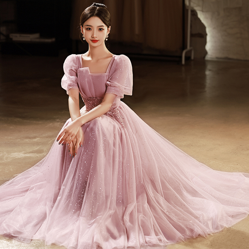 Pink Evening Dress for Women, Elegant Party Dress, Light Luxury, Niche, High-End, Sophisticated, Art Exam Graduation Dress, Long Style