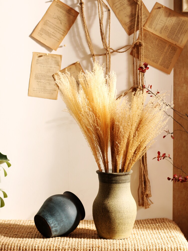 (Mountain tree) for Buddha literature and art aesthetic home decoration dry flowers wild grass-roots puddles small reed flowers dust flowers