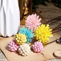 Mountain tree autumn yellow pink handmade dried flower chrysanthemum simulation living room decoration flower flower bouquet home furnishings