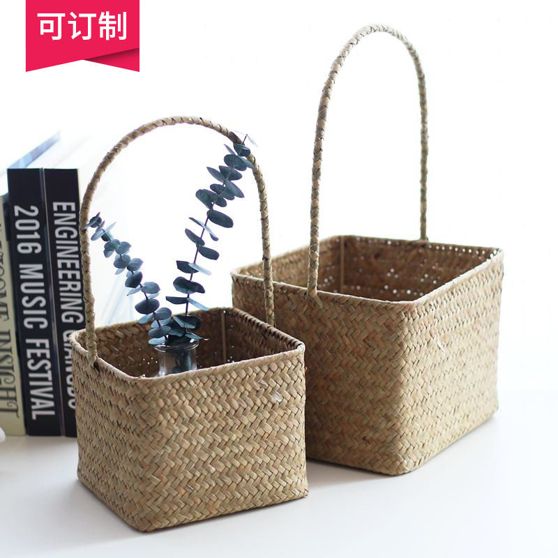 (Mountain Tree) Handmade natural seagrass woven basket Multi-functional home Debris Finishing Basket Hanging Wall Containing Basket-Taobao