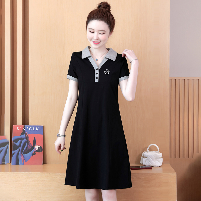 Polo Collar Dress for Women, Summer Embroidered, Age-Reducing, Slimming, Elegant, Plus Size, Casual, Sporty, Mid-Length A-Line Dress Polo Collar Dress for Women, Summer Embroidered, Age-Reducing, Slimming, Elegant, Plus Size, Casual, Sporty, Mid-Length A-Line Dress