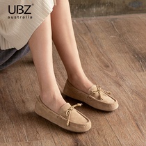 UBZ waterproof Bean shoes womens shoes 2021 new spring and autumn wild Korean students a pedal pregnant women flat shoes