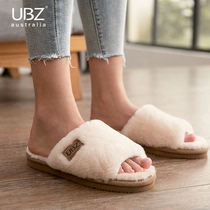 UBZ sheepskin and wool one word wool fur slippers womens shoes children 2021 new home indoor womens shoes