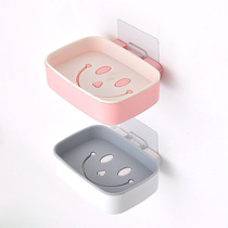 Toilet non-perforated wall-mounted soap box creative drain smiley face viscose soap box storage rack patch soap holder