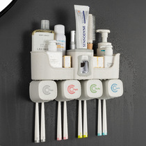 Toothbrush rack non-perforated wall-mounted automatic toothpaste artifact squeezer household bathroom rack