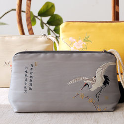 Chinese antique embroidery handmade fabric national style clutch bag Buddha beads jewelry storage bag coin purse gift