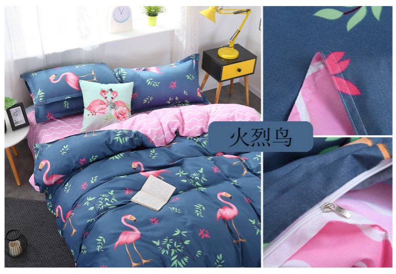 Phim hoạt hình đơn giản sinh viên giường ngủ ký túc xá ba mảnh chăn đơn đôi giường bốn mảnh 1,2m