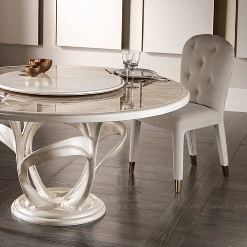 Обеденный стол из натурального мрамора, круглый стол, светильник, роскошный обеденный стол на шесть человек, домашний круглый обеденный стол, диаметр 1,5 метра, обеденный стол