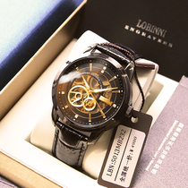  Robini black watch Tide large dial automatic mechanical watch mens watch hollow brand-name belt Waterproof fashion