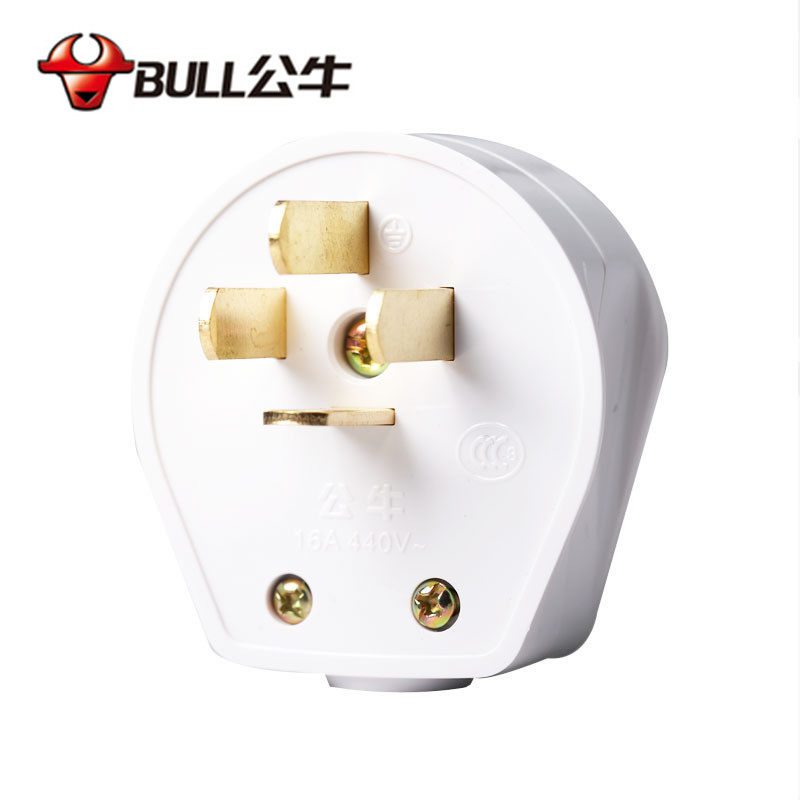 Bull GN-T32 plug four-pin flat angle 440 380V three-phase four-wire industrial high-power 32A power plug