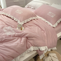 Summer cool quilt four-piece set of summer air conditioner can wash single double student dormitory summer quilt spring and autumn quilt