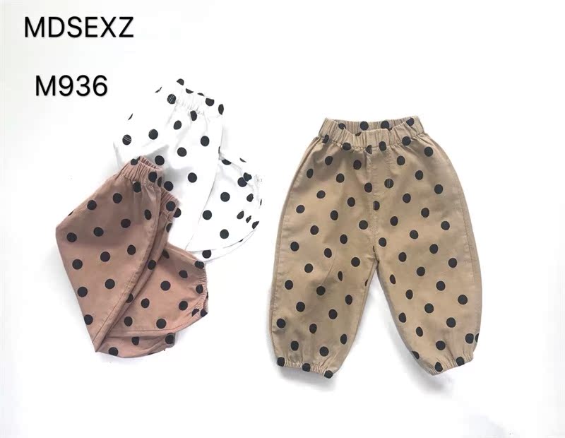 Children's clothing Korean girls spring and autumn new 2022 cotton and linen polka dot bloomers Western style pants trousers harem pants thin section