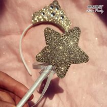 Gold Silver crown stars Andromeda wand Hair band Pressure ring Magic wand Childrens Princess Party dress-up supplies