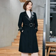 Mosui Yimei ~ [Fiber Yibaixiu] thắt lưng thắt lưng dài pu da khâu áo khoác lông