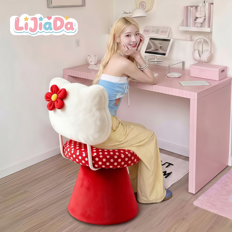 Small-Sized Dopamine Dressing Chair for Home Use in the Bedroom, Rotatable Backrest Chair, Girly Style, Creative Dressing Room Makeup Stool