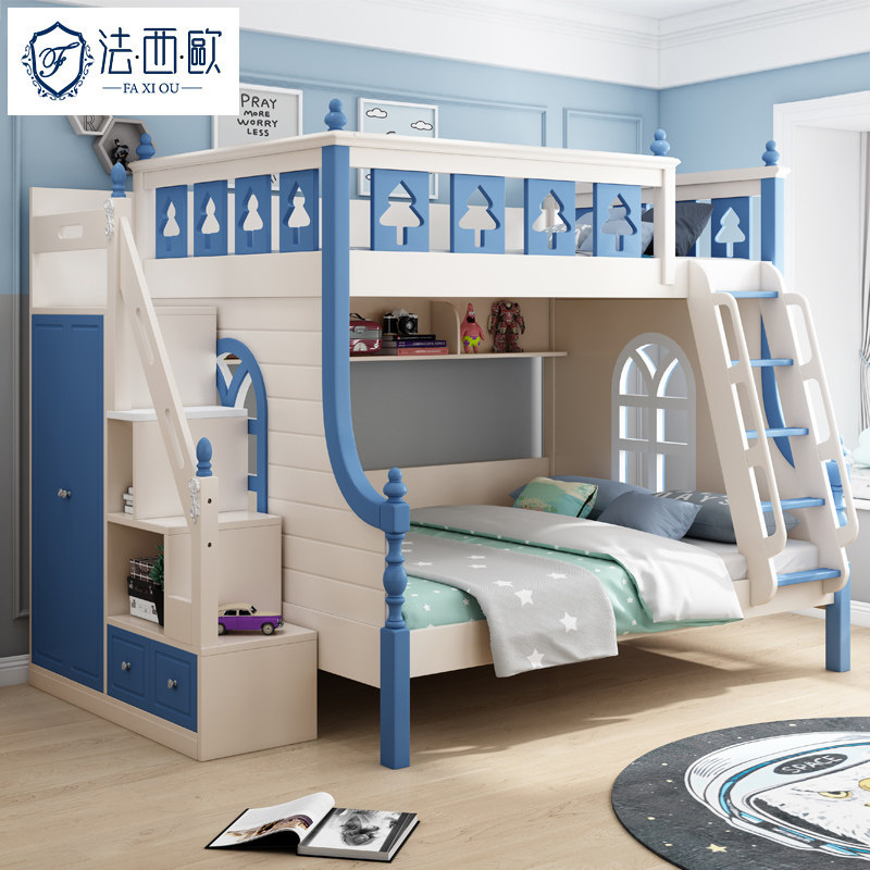 Children's bed boy bunk bed mother bed and bunk bed solid wood bunk bed all solid wood bunk bunk multi-functional combination