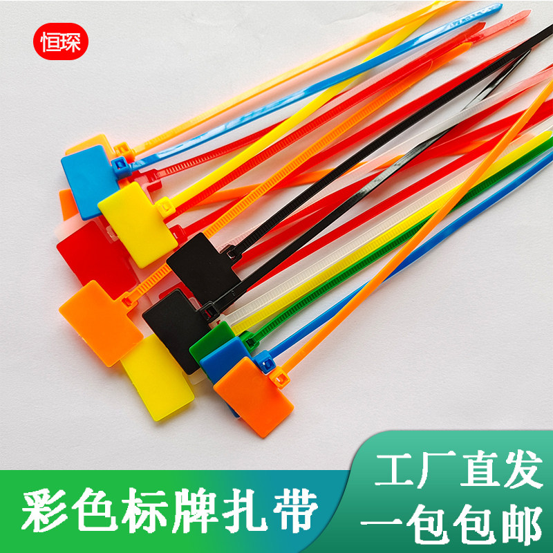 Colored nylon label Pendant Tag hanging card Internet wire bundling with self-locking zagle with mark signage seal button