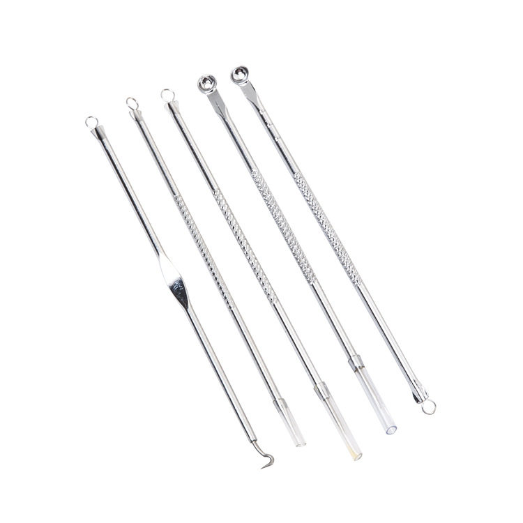 Squeeze the face of the double acne needle to black head teasing needle pimple pin - pin - squeeze acne - squeeze 5 kit