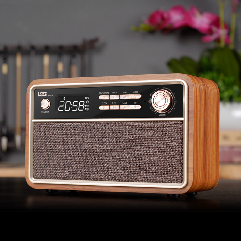 Langji D29 radio retro audio one-piece wooden multi-function old-fashioned classical nostalgic alarm clock Bluetooth speaker