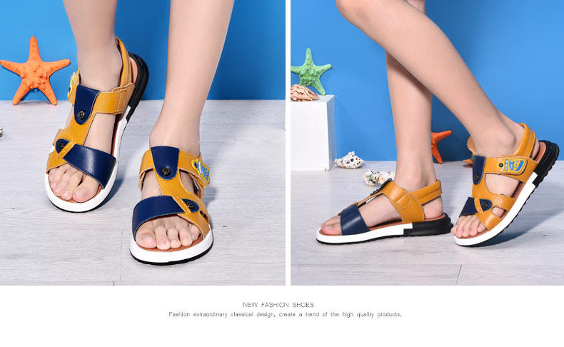 Sandales enfants en cuir orteil suture de voiture pour été - semelle caoutchouc - Ref 1053438 Image 17