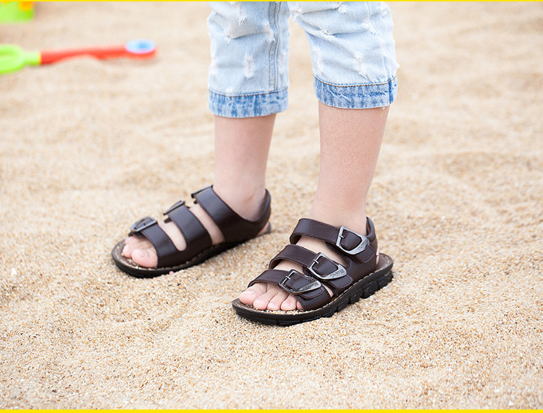 Sandales enfants en cuir orteil suture de voiture pour été - semelle caoutchouc - Ref 1053438 Image 47