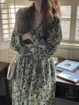 Big Code Women Dress 2021 Early Autumn New Display Slim Slimmer Cut Flowers Dress Slim Fit Slim Fat Mm style High Sensation Long Skirt