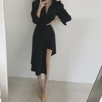 2022 Pop Big Code Women Dress New Early Spring Fat Mm Display Slim age Temperament Black Advanced Sensational Dress Code Style