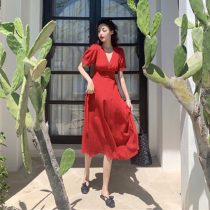 Big Code Women Dress Foreign Air Cover Fairy Dress Slightly Fatter Sister Summer Dress 2020 New French Niche Retro Dress