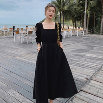Big Code Women Dress 2021 New Spring Dress Lukewarm Wind Advanced Sensation Fat Mm Display Slim Fit Slim Fit Black Dress Black Dress