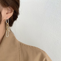 Long zircon chain earrings female summer model exaggerated temperament earrings 2021 New Tide earrings S925 Silver Needle