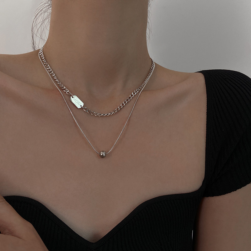 双层叠带项链ins冷淡风小众设计感钛钢锁骨链颈链女夏2022年新款详情2