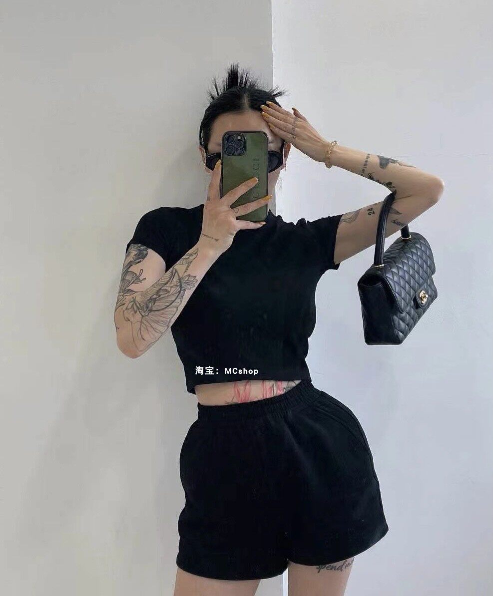 T - shirt 2022 Korea Backlayer Slim Basic High - waist Roll - neck Short - sleeved Short Color Coat