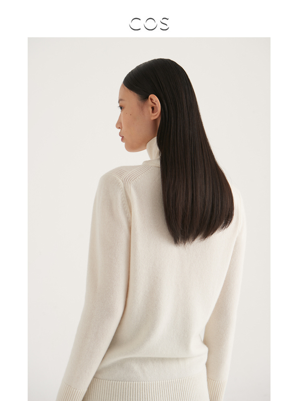 Cos Women's Loose Casual Cashmere Turtleneck Long-Sleeved Pullover Sweater White 2020 Autumn and Winter New Product 0924681001
