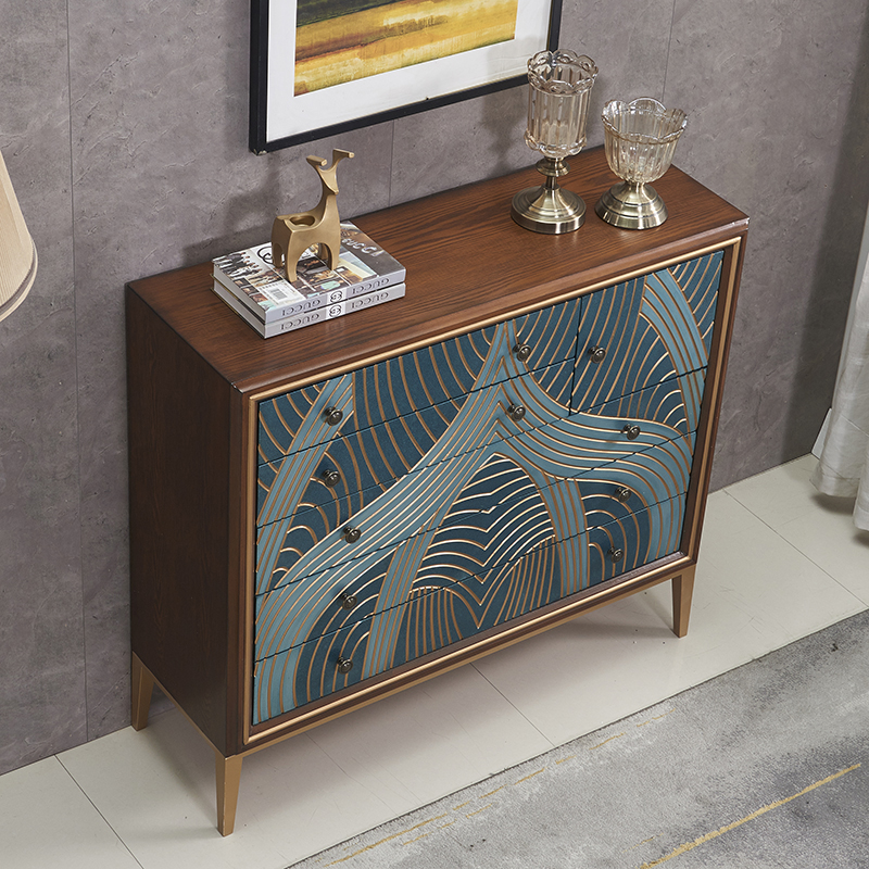 Modern minimalist solid wood light luxury living room storage cabinet multifunctional bedroom storage hall entrance cabinet chest of drawers