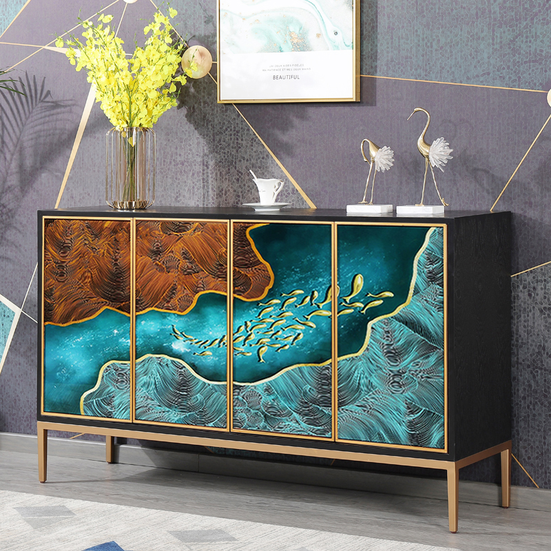 In-door light extravaganza Luxurious Closing Cabinet Modern Minima Dining Cabinet Glass Color Painted Decorative Cabinet Solid Wood Containing Cabinet Partition Cabinet