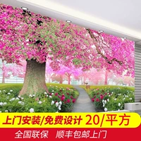 Сакура теплый телевизор Фон Обои Обои 3D Розовая цветочный цвет