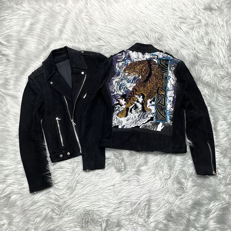 Balmain Balmain Heavy Industry Motorcycle Sheepskin Jacket Tiger Embroidery High Price Limited Edition Jacket